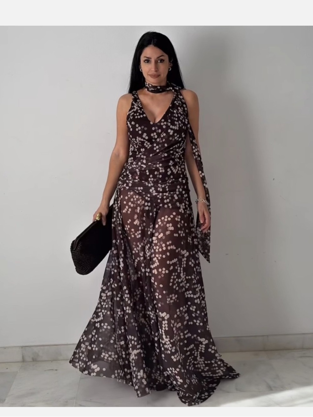 ZARA LONG TULLE POLKA DOT DRESS - Picture 3 of 16